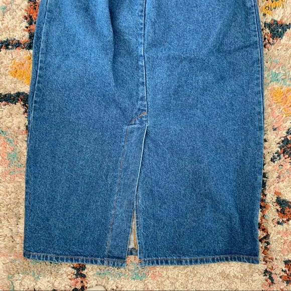 Vintage 80s High Rise Denim Midi Skirt - Picture 4 of 11